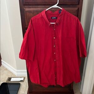 Puritan Red Casual Short Sleeve Button Down Shirt